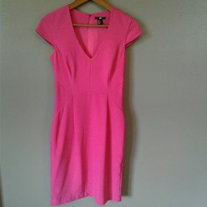 H & M Cap Sleeve V Neck Sheath Dress Pink